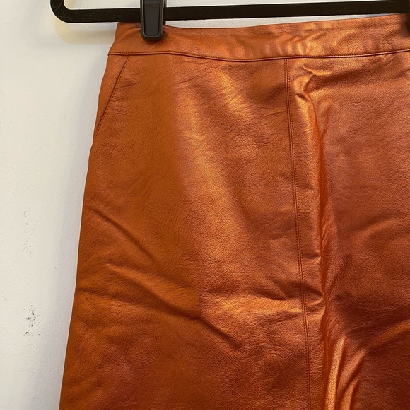 Topshop Orange Faux Leather Mini Skirt Size US2 - Picture 6 of 7